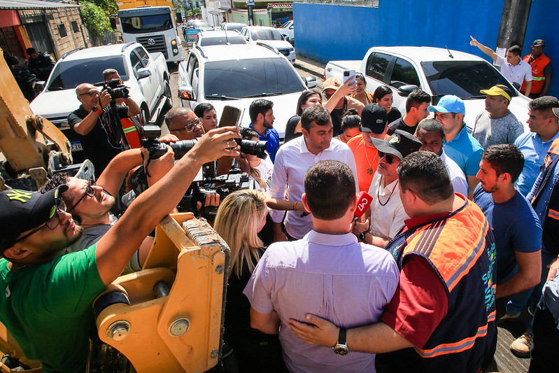 Prefeito David Almeida e governador Wilson Lima fiscalizam obras do ‘Asfalta Manaus’ na zona Norte
