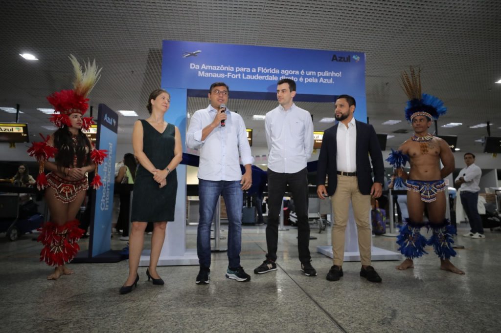 Wilson Lima destaca avanços no turismo do Amazonas durante inauguração do voo da Azul entre Manaus e Fort Lauderdale